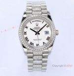 Highest Quality Rolex Day-Date Wrist 36mm White Roman Dial Diamond Band